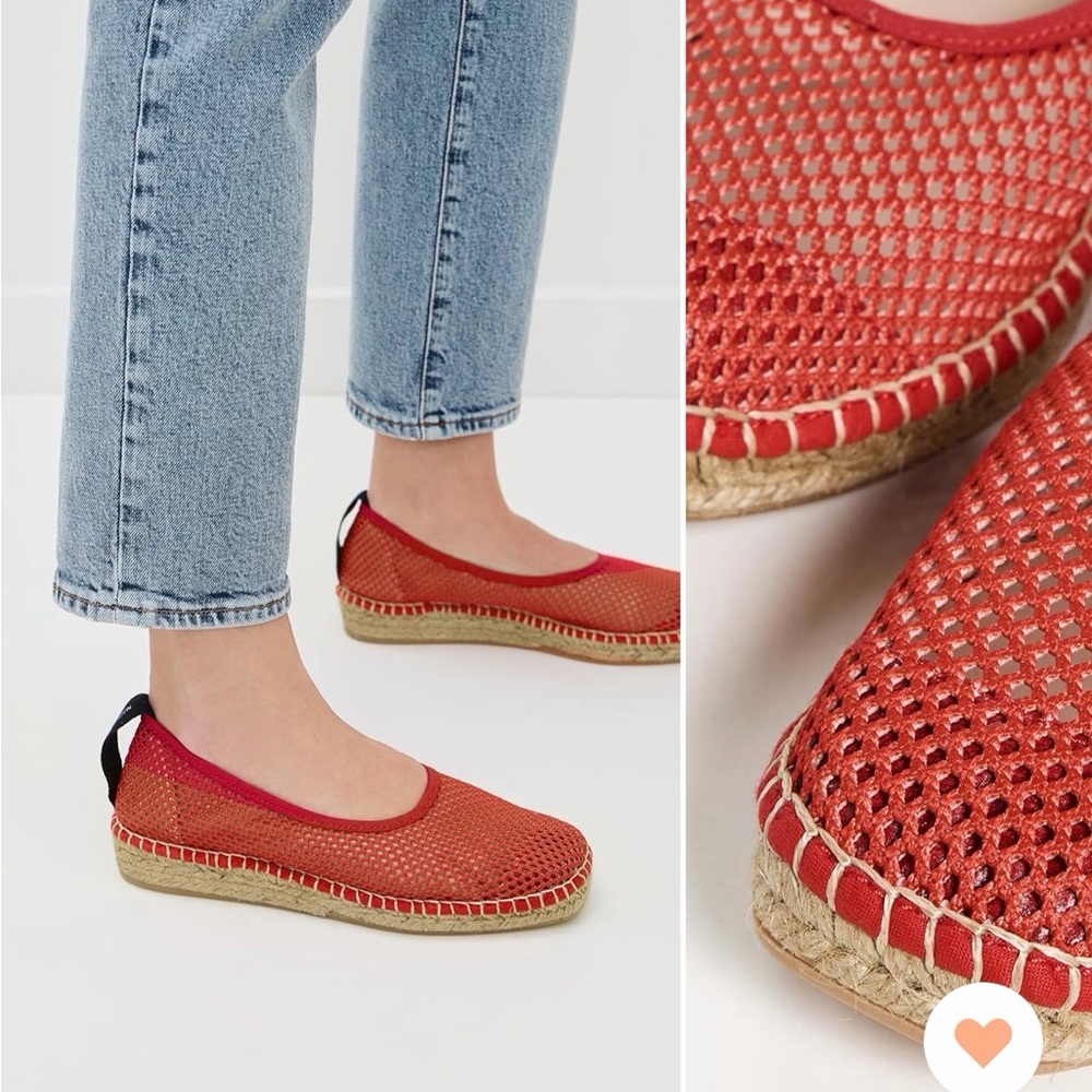 Naguisa Red Mesh Espadrilles Flats